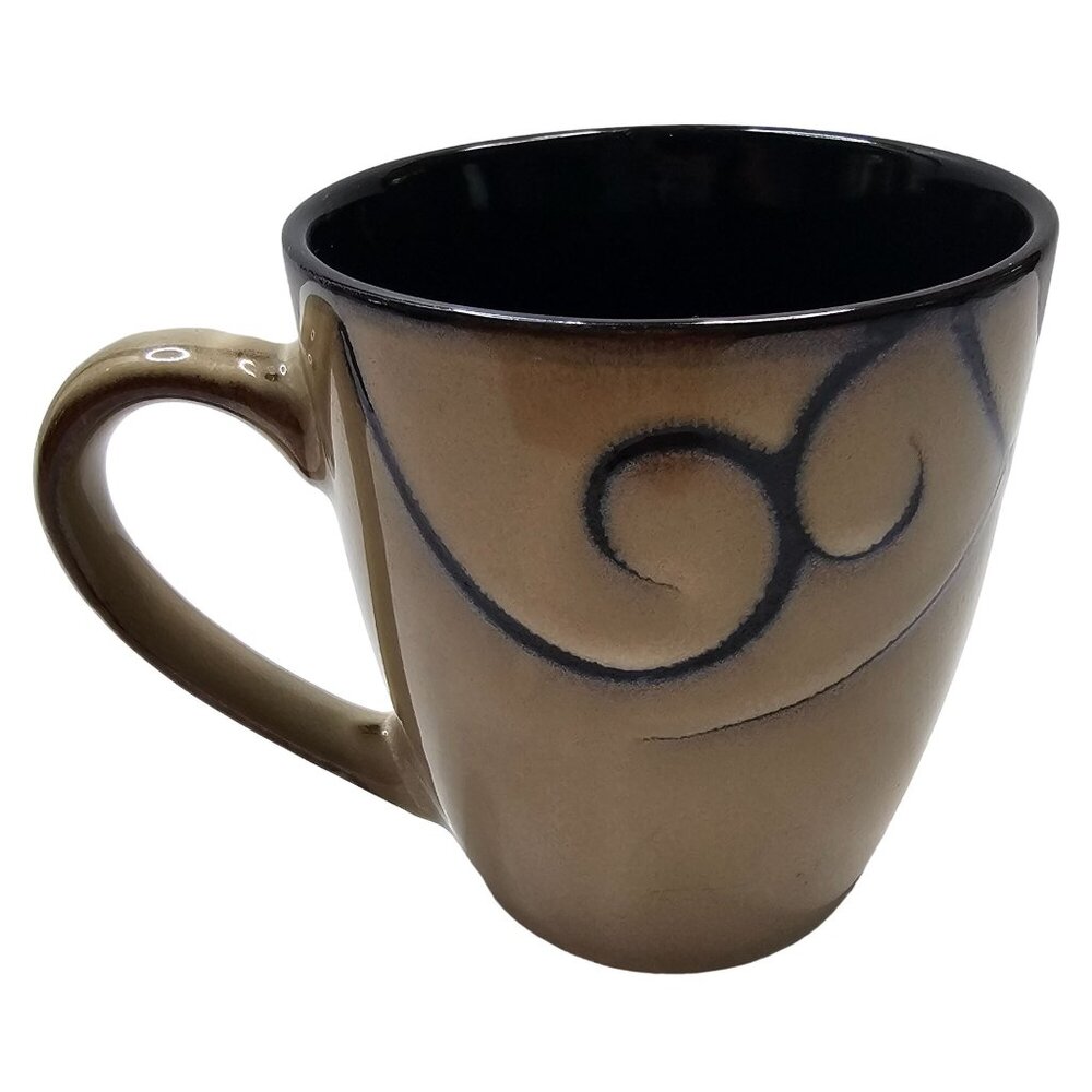 Pfaltzgraff Studio Black Scroll Ceramic Mug 12 Oz Dishwasher & Microwave Safe Be